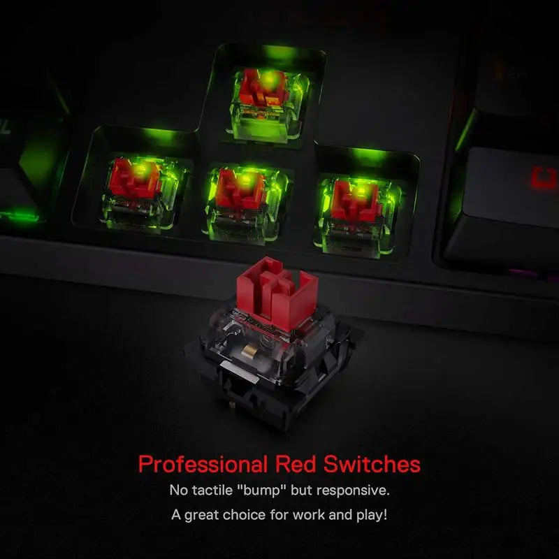 Nexovolt K582 SURARA RGB LED Backlit Mechanical Gaming Keyboard with 104 Keys-Linear and Quiet-Red Switches