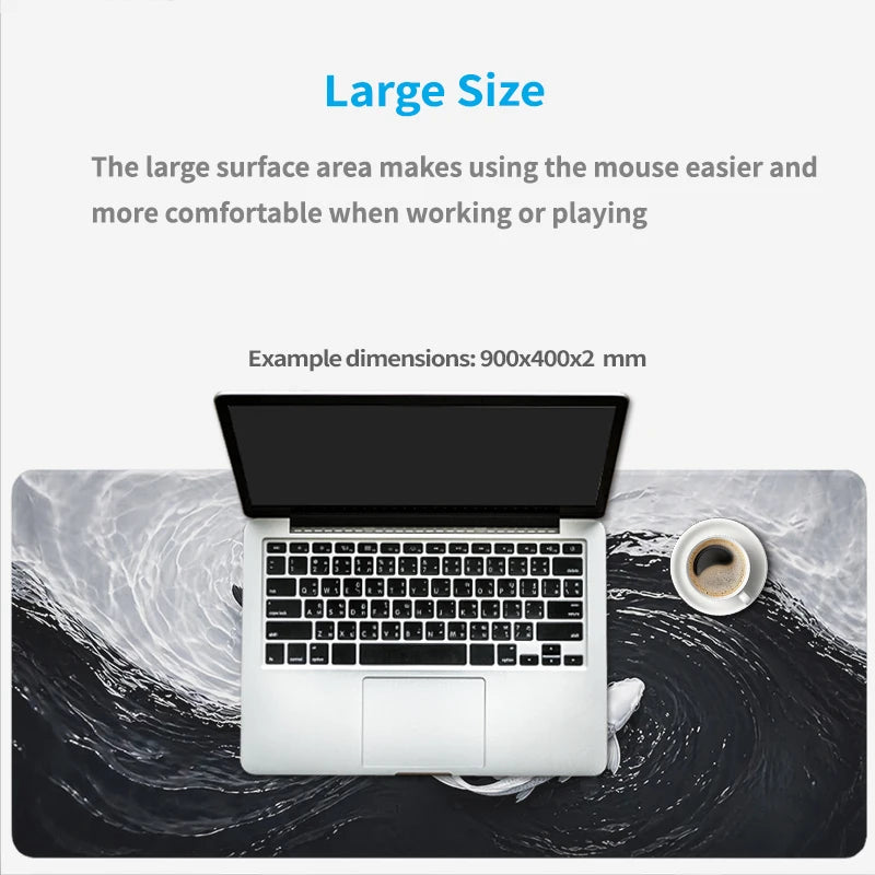 Black White Koi Mouse Pad Gamer XL Large Home Mousepad X
