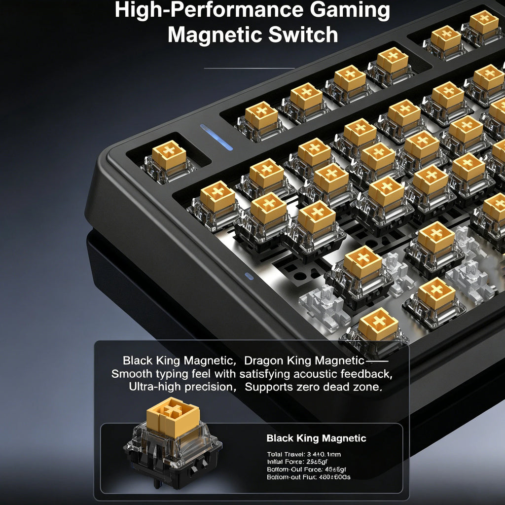 Nexovolt F75 HE 75% Mechanical Keyboard Hall Effect Tri-mode 2.4G Bluetooth 5.3 Wired Hot Swap RGB 4000mAh Gaming 8K Polling Rate
