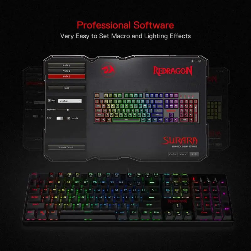 Nexovolt K582 SURARA RGB LED Backlit Mechanical Gaming Keyboard with 104 Keys-Linear and Quiet-Red Switches