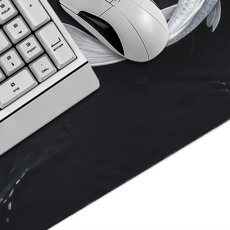 Black White Koi Mouse Pad Gamer XL Large Home Mousepad X